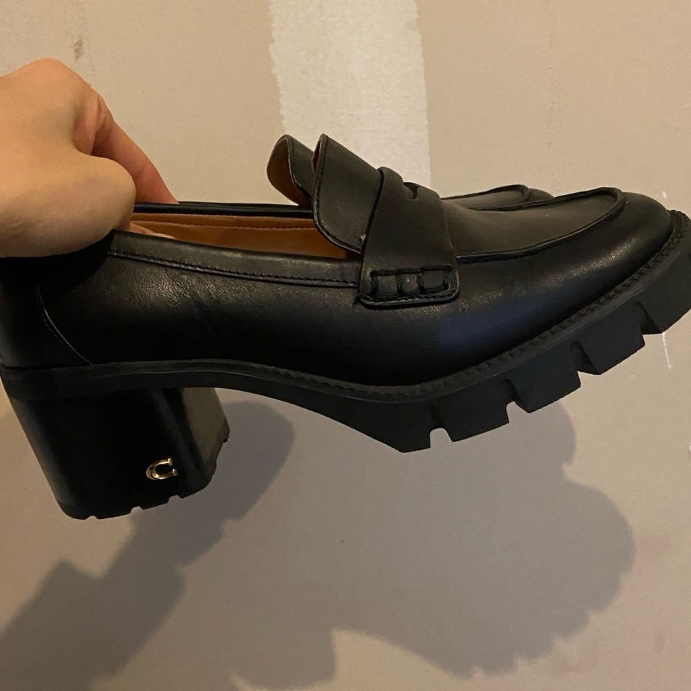 Coach black platform heel shoes